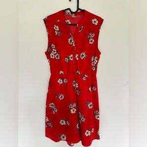 🎉 Twik Red Floral Sleeveless Dress